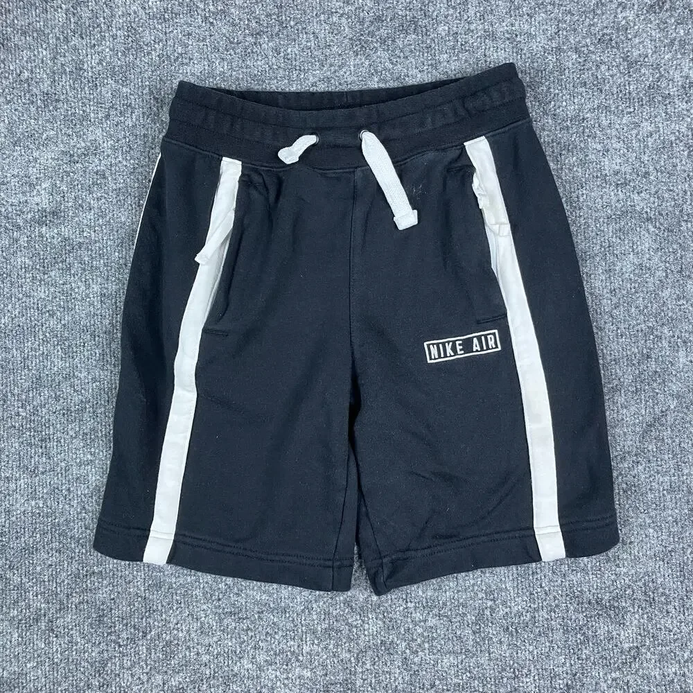 Nike Air Shorts Boys Size‎ M Black White Stripe Drawstring Casual Athletic Logo